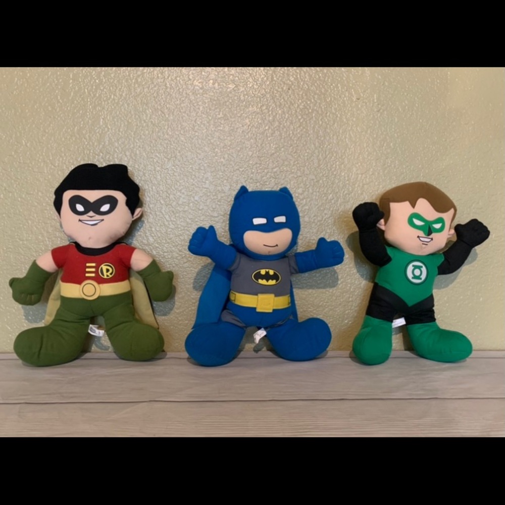 Toy Factory DC Super Friends Batman, Robin, Green Lantern 3pc Plush Set